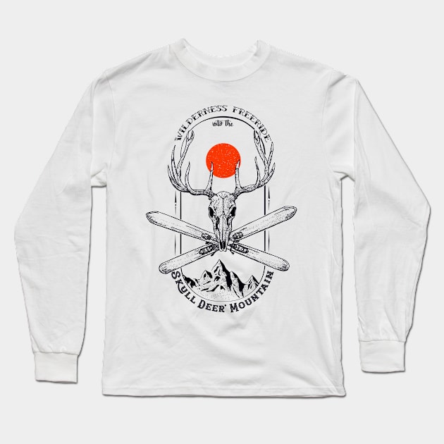 Skull deer mountain Long Sleeve T-Shirt by Mistersheep
